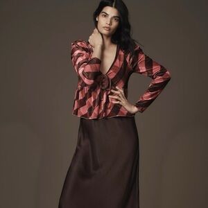 Anthropologie Maeve Velvet Babydoll Top